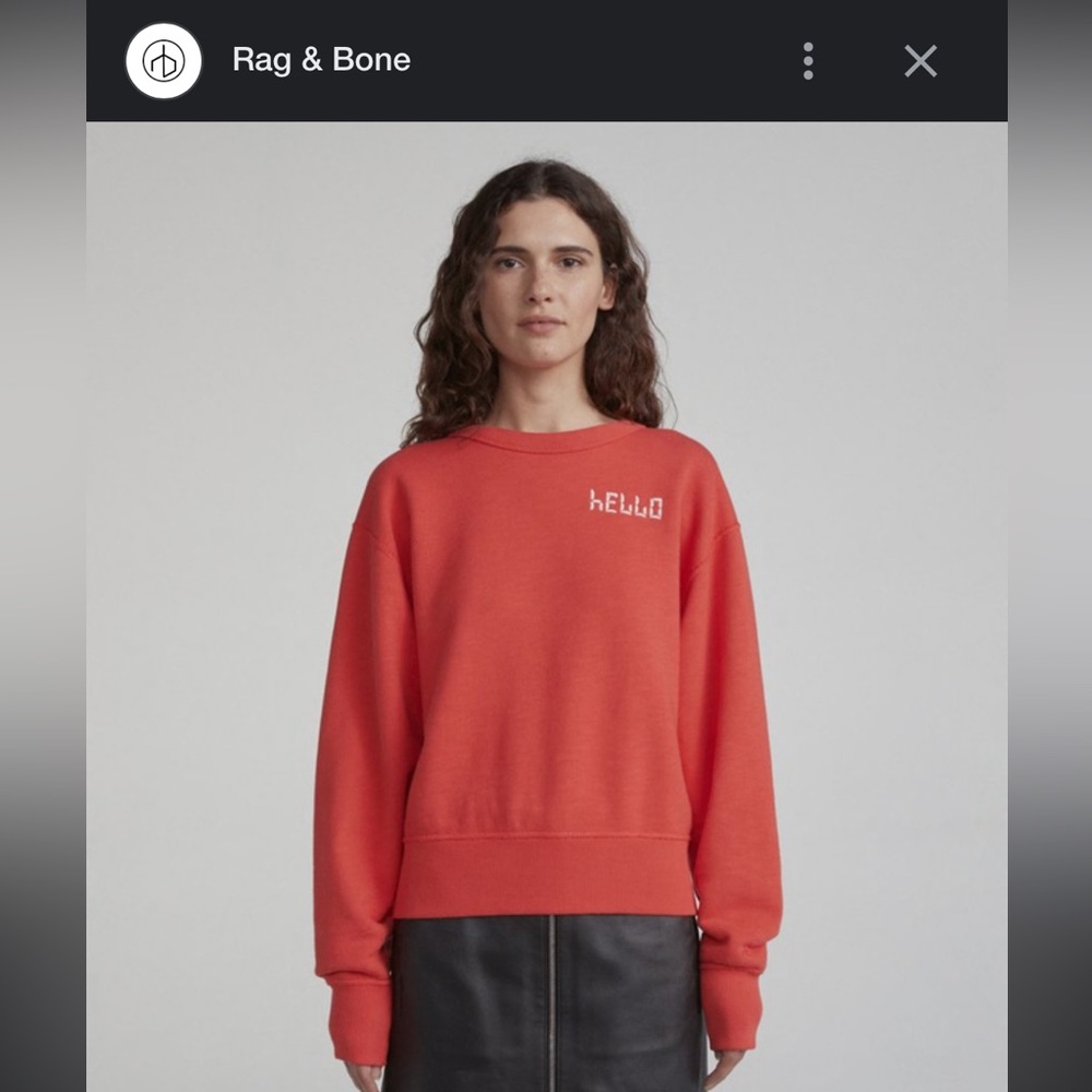 Rag N’ Bone Hello Sweatshirt In Red. Size Medium. - image 1